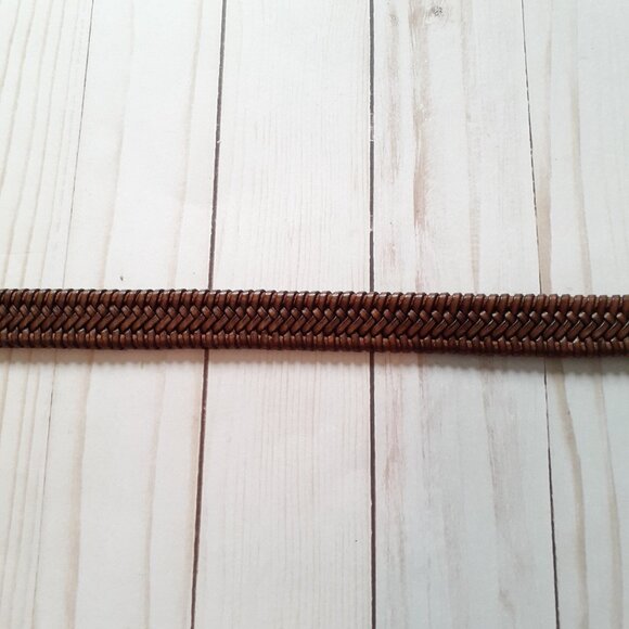 LRL Braided Leather Stretch Belt with Gold Toggle Closure/Buckle Brown Size M - Picture 14 of 15